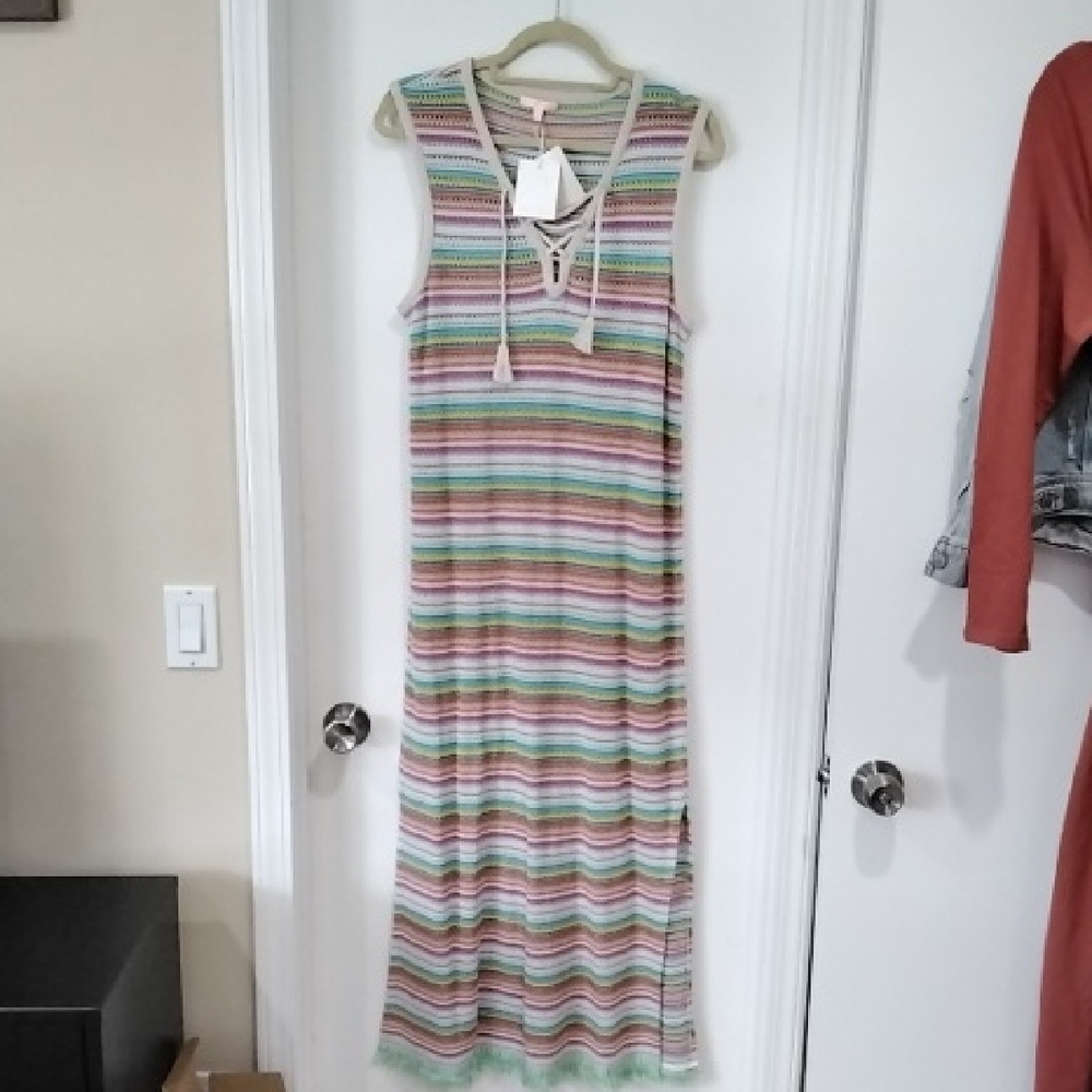 Lisa Todd Multicolor Lace-Up Knit Dress